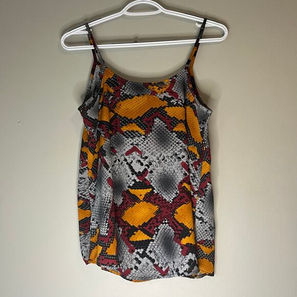 Allison Joy Sheer Gray / Black / Orange / Maroon Spaghetti Strap Tank Top SZ S - Picture 2 of 11
